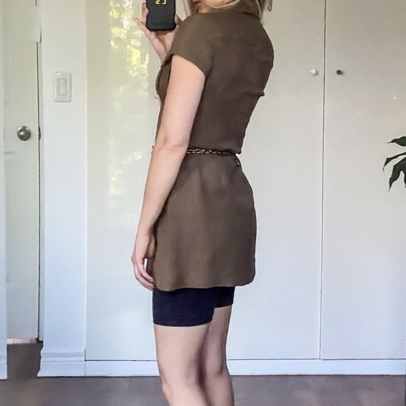 BEBE Vintage Khaki Linen Safari Tunic - Picture 3 of 7